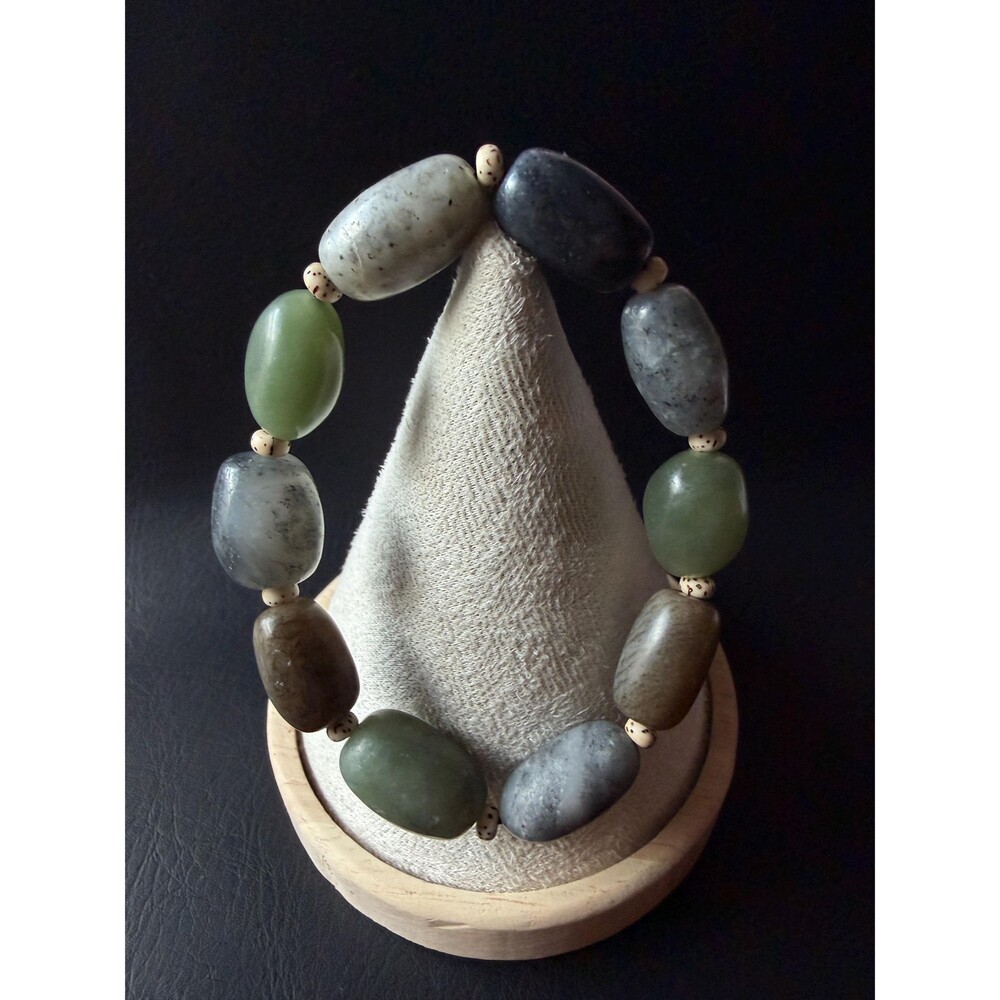 Natural Jade Nugget Bracelet, Multi-Stone Freeform Beads jade Stretch Bracelet